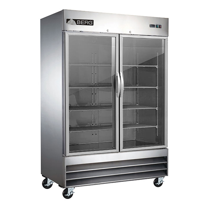 Berg 48 cu ft 2 Glass Door Reach In Refrigerator 54